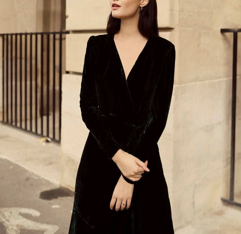 Formal Dresses Velvet Women  Evening Ball Gown  Velvet Dress Long Sleeve  Prom Dress Wrap