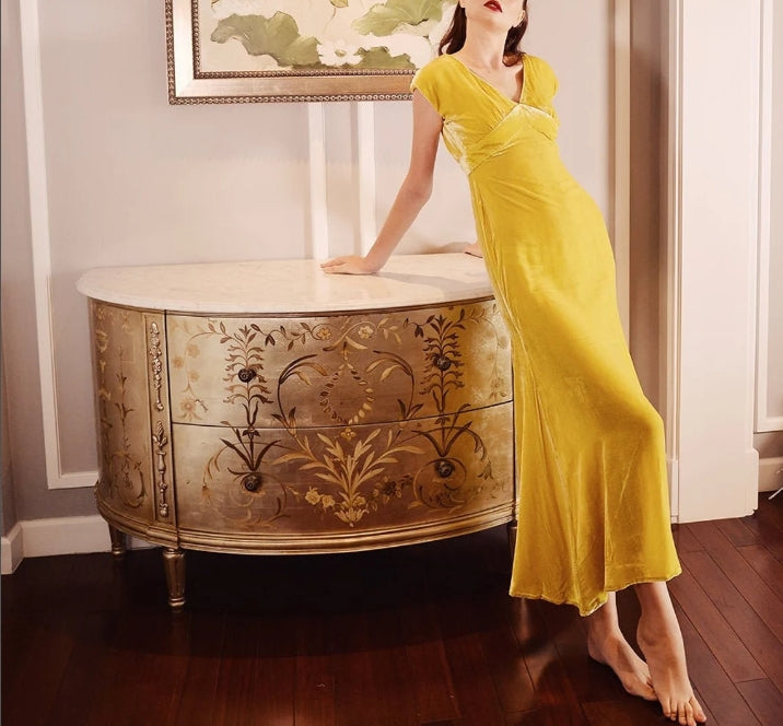 Prom Dress Maxi  Wedding Guest Dress  Full Length Velvet Dress