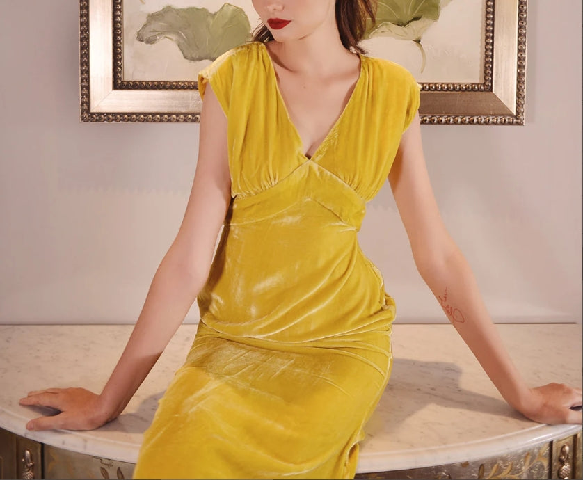 Prom Dress Maxi  Wedding Guest Dress  Full Length Velvet Dress