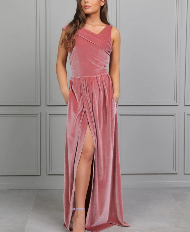 Velvet Dress Maxi Dress Party Dress Sleeveless Prom Dress Pink Dress Pre Made