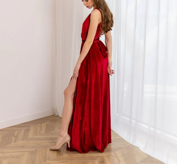 Velvet dress Red Long Velvet dresses for women Velvet Prom dress Velvet evening dress