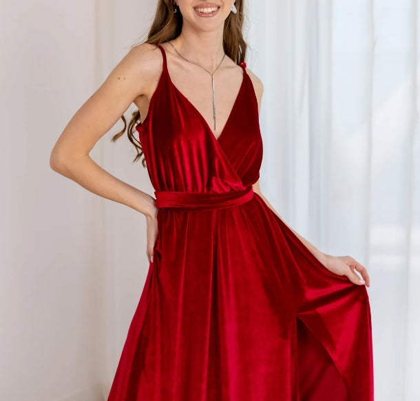 Velvet dress Red Long Velvet dresses for women Velvet Prom dress Velvet evening dress