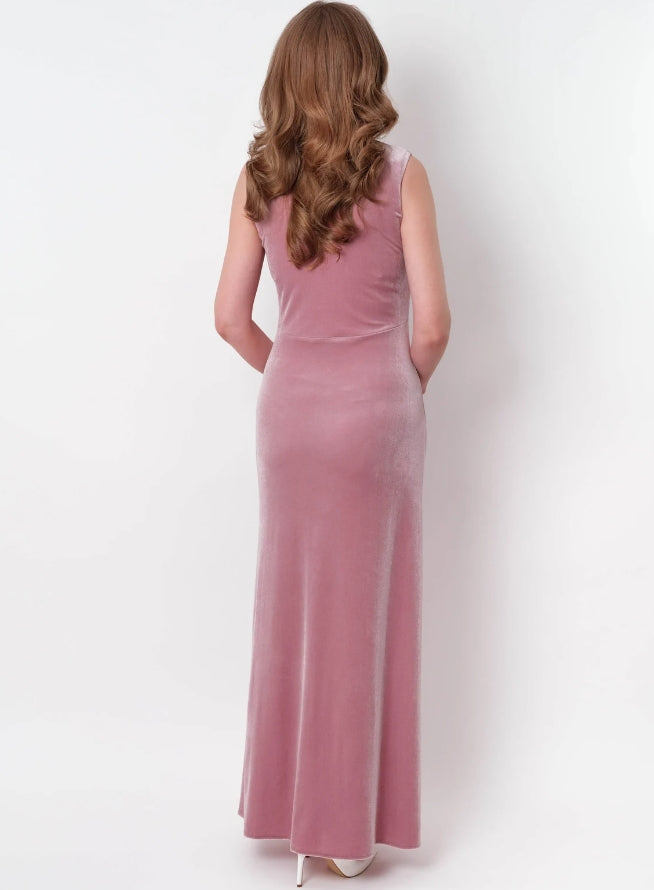 Mauve velvet long pencil dress velvet slit dress prom dress wedding guest dress evening dress velvet maxi dress
