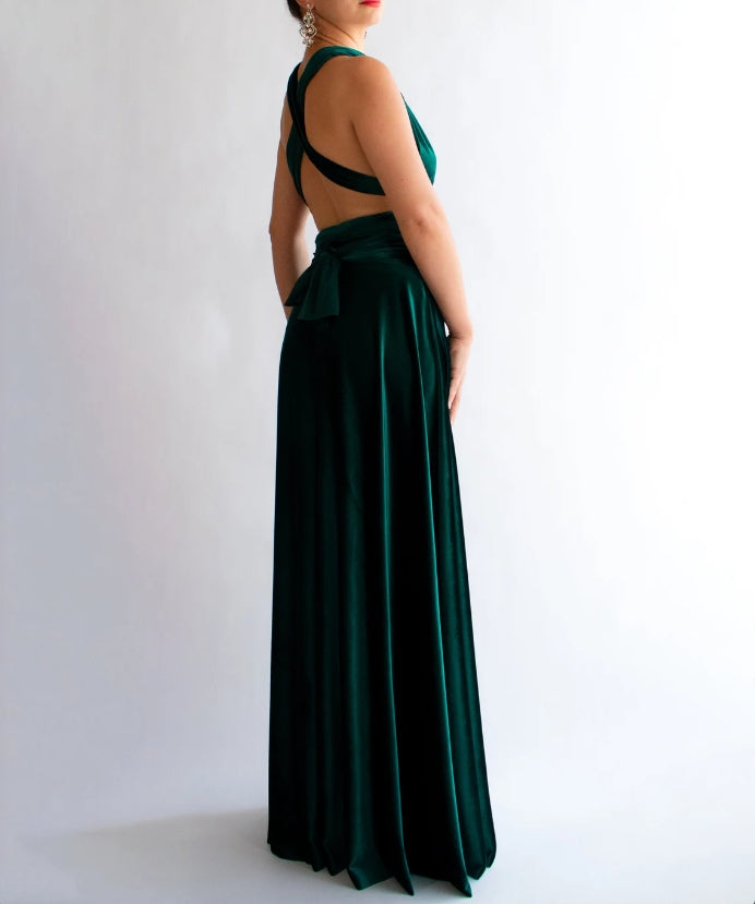 Green velvet dress Velvet wrap dress green prom dress women Evening dress
