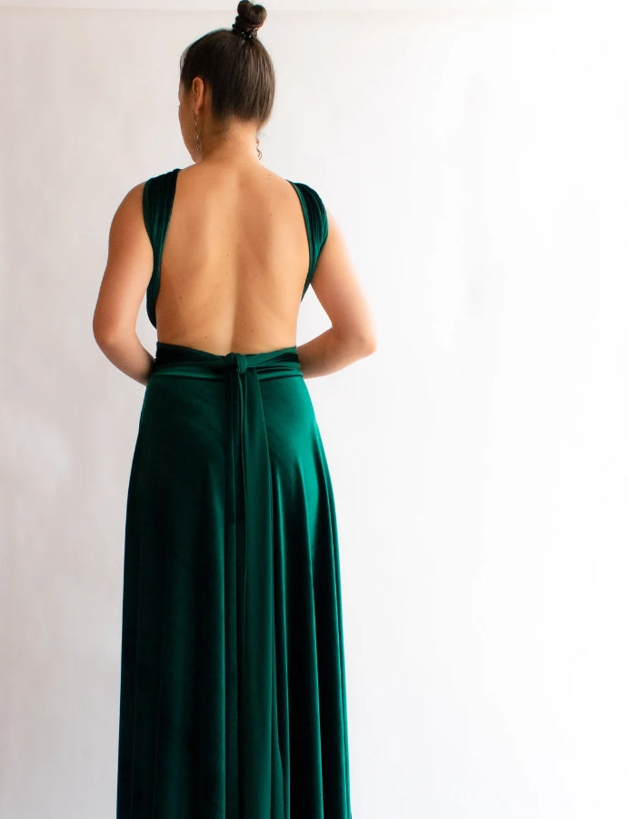 Green velvet dress Velvet wrap dress green prom dress women Evening dress
