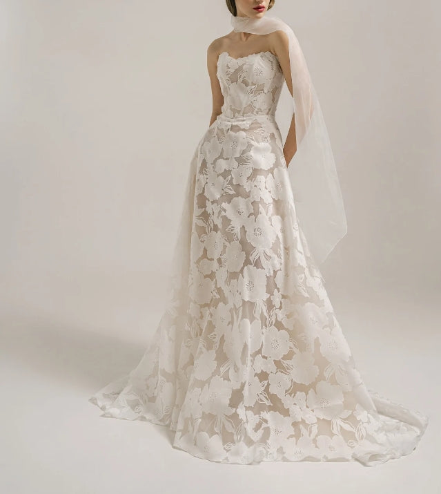 Lace wedding dress civil modern wedding dress boho lace wedding dress off-shoulder lace wedding dress