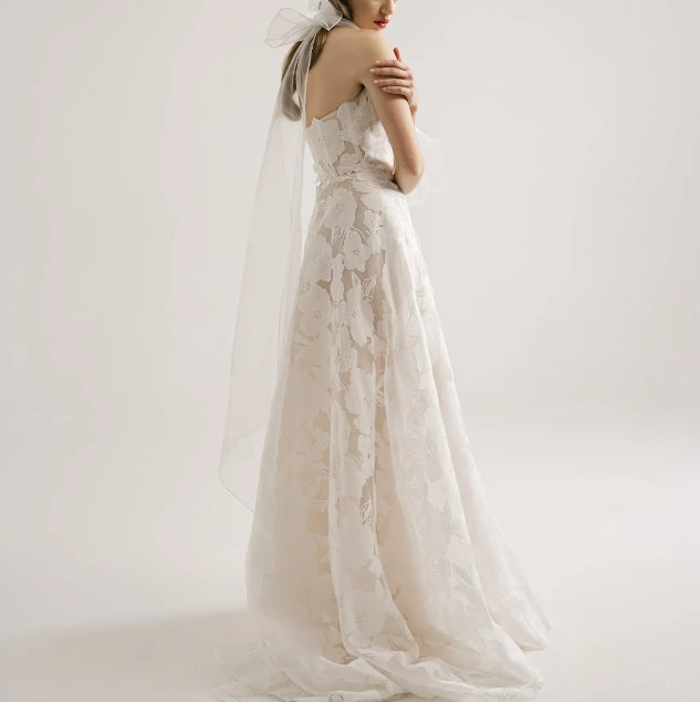 Lace wedding dress civil modern wedding dress boho lace wedding dress off-shoulder lace wedding dress