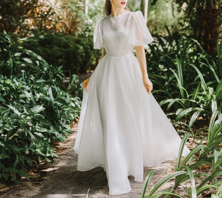 Organza wedding dress Casual wedding dress  Minimalist dresses  Modest wedding dress White dresses