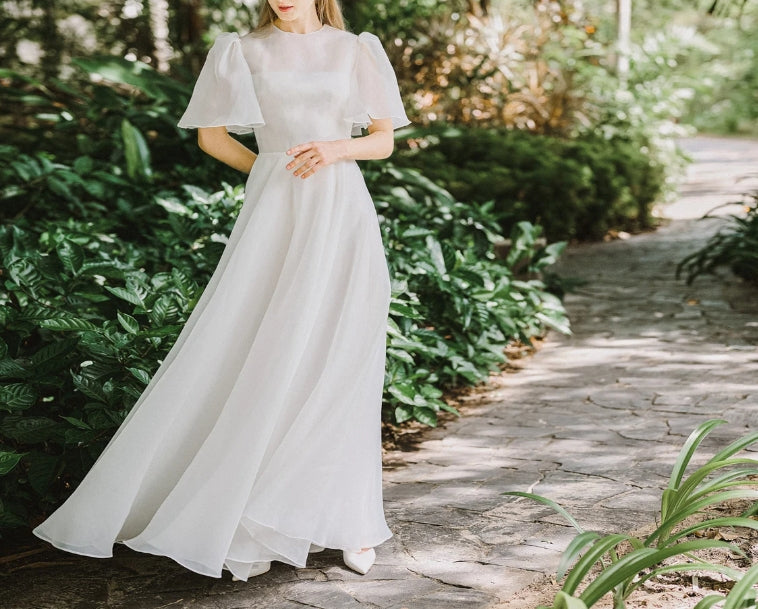 Organza wedding dress Casual wedding dress  Minimalist dresses  Modest wedding dress White dresses