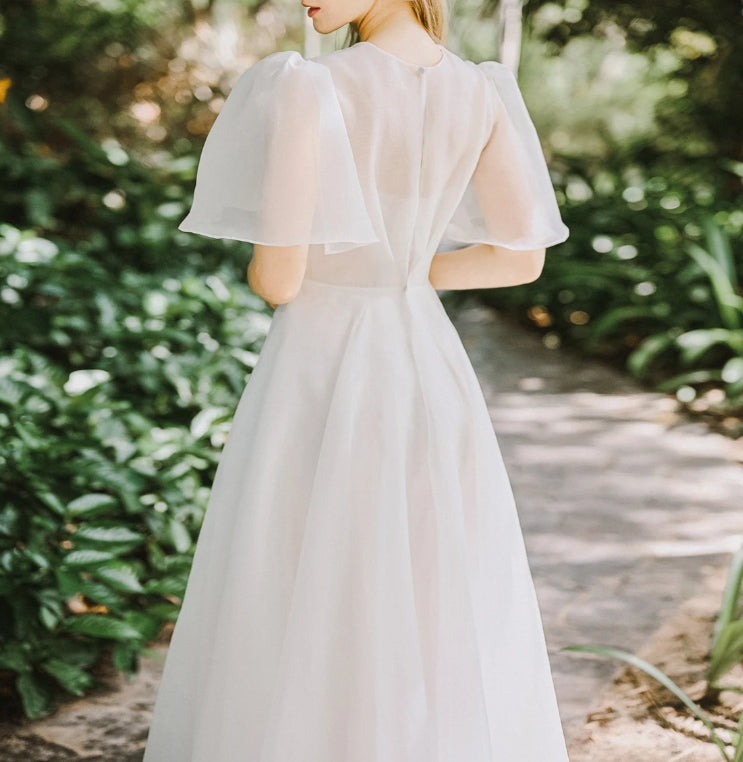 Organza wedding dress Casual wedding dress  Minimalist dresses  Modest wedding dress White dresses