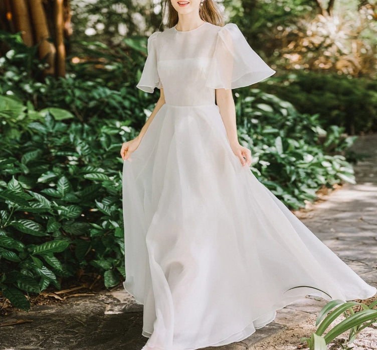 Organza wedding dress Casual wedding dress  Minimalist dresses  Modest wedding dress White dresses
