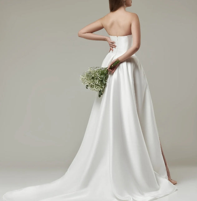 Ivory Wedding Dress Bridal Gown Elegant Wedding Dress Luxury Dress White Dress With Long Skirt Open Back Wedding Dress Simple Wedding Gown