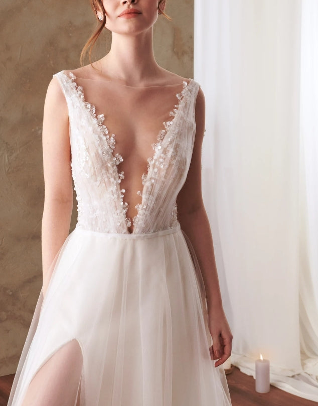 Wedding Gown Wedding Dress Bridal Gown  Boho Bridal Gown Tulle Wedding Gown Lace Bridal Gown