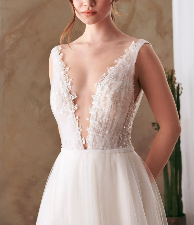 Wedding Gown Wedding Dress Bridal Gown  Boho Bridal Gown Tulle Wedding Gown Lace Bridal Gown