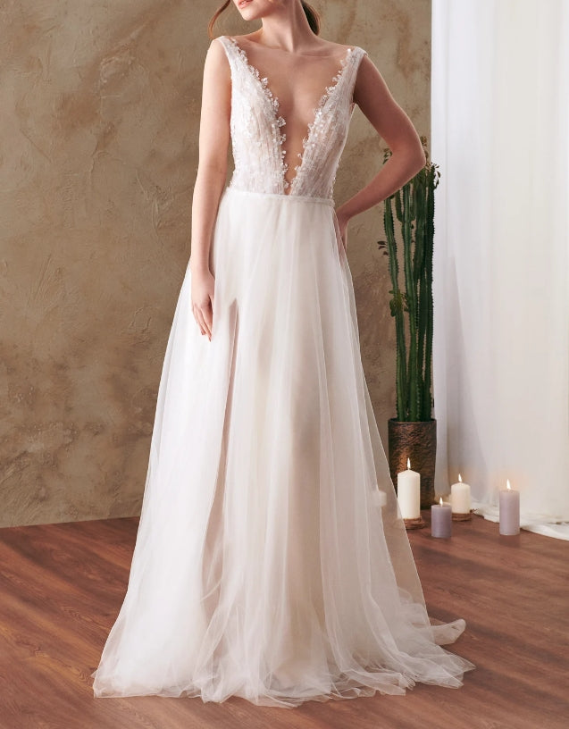 Wedding Gown Wedding Dress Bridal Gown  Boho Bridal Gown Tulle Wedding Gown Lace Bridal Gown