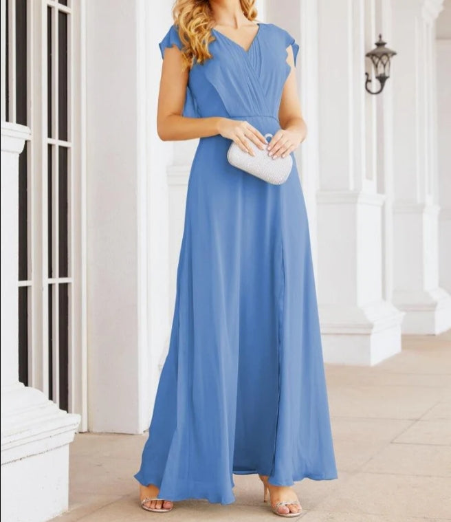 Bridesmaid Dresses Cape Formal Prom Dress Open Back Gowns for Mother of The Bride