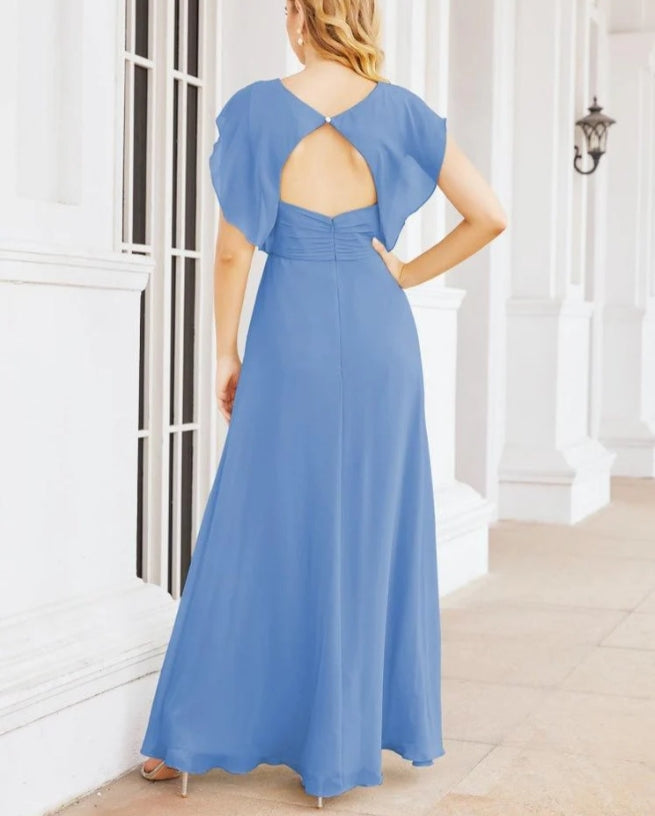 Bridesmaid Dresses Cape Formal Prom Dress Open Back Gowns for Mother of The Bride