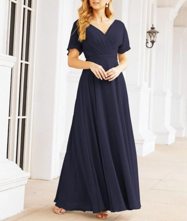 Formal Prom Gowns for Mother of The Bride Short Sleeves Bridesmaid Dress