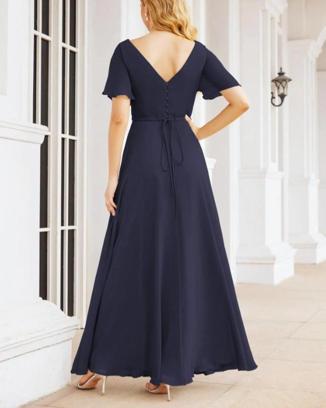 Formal Prom Gowns for Mother of The Bride Short Sleeves Bridesmaid Dress