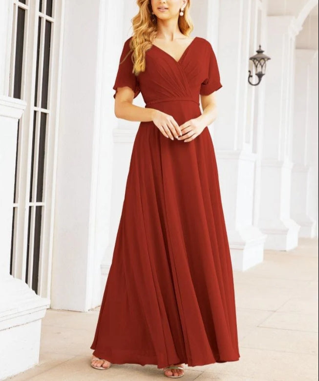 Formal Prom Gowns for Mother of The Bride Short Sleeves Bridesmaid Dress
