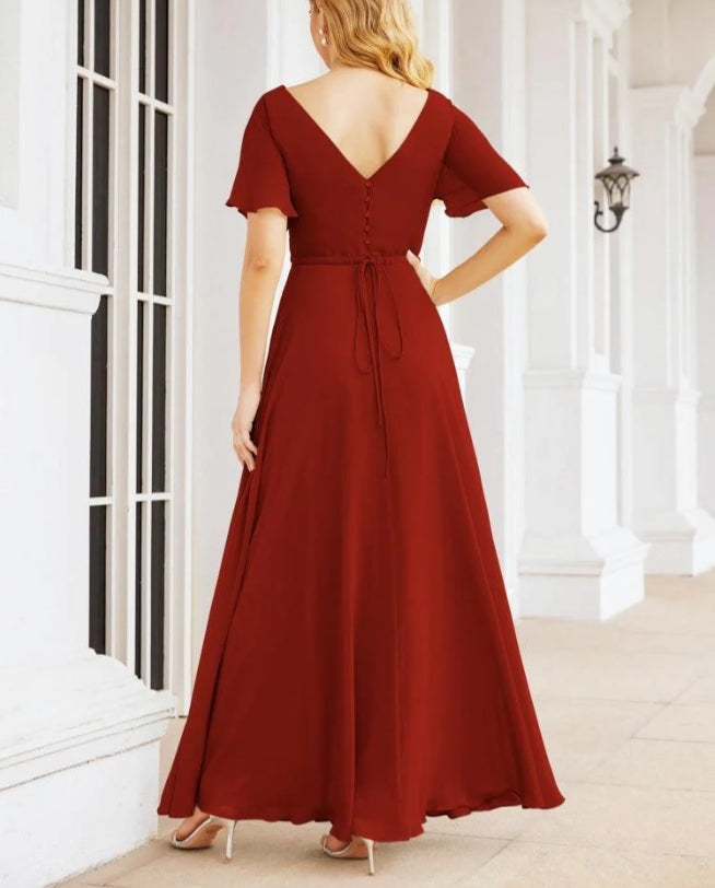 Formal Prom Gowns for Mother of The Bride Short Sleeves Bridesmaid Dress