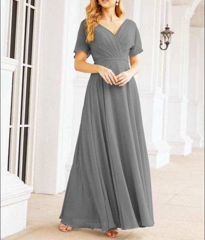 Formal Prom Gowns for Mother of The Bride Short Sleeves Bridesmaid Dress