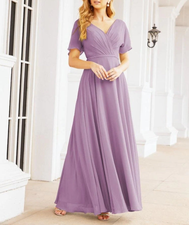 Formal Prom Gowns for Mother of The Bride Short Sleeves Bridesmaid Dress