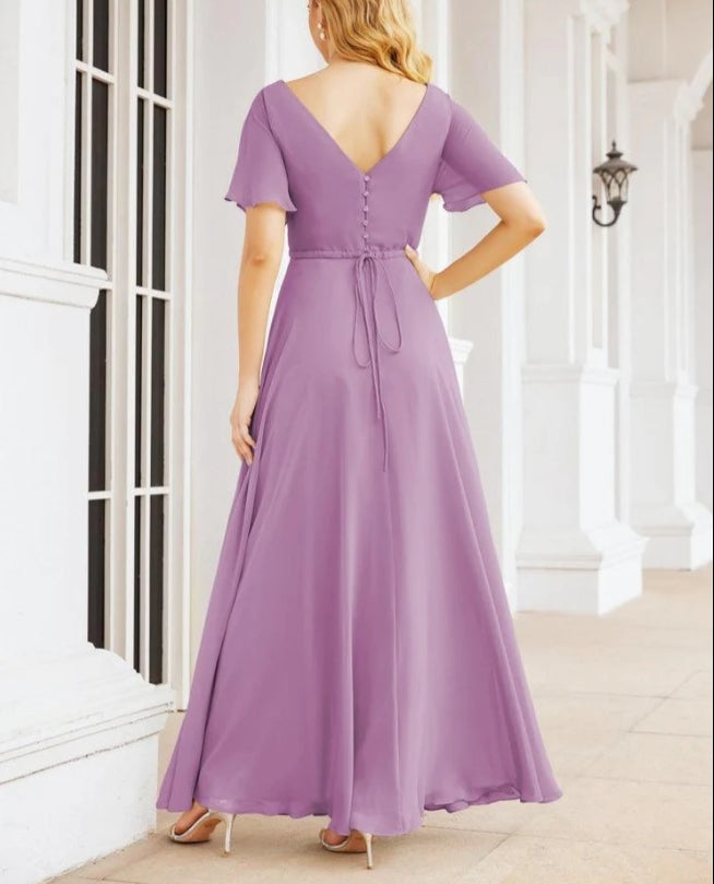 Formal Prom Gowns for Mother of The Bride Short Sleeves Bridesmaid Dress