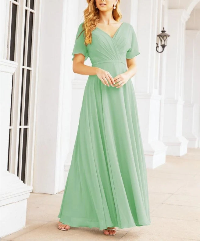 Formal Prom Gowns for Mother of The Bride Short Sleeves Bridesmaid Dress