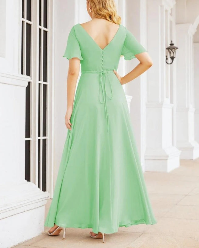 Formal Prom Gowns for Mother of The Bride Short Sleeves Bridesmaid Dress