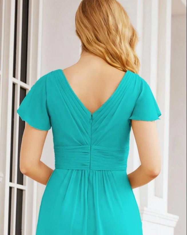 Formal Prom Gowns for Mother of The Bride Cap Sleeves Bridesmaid Dress