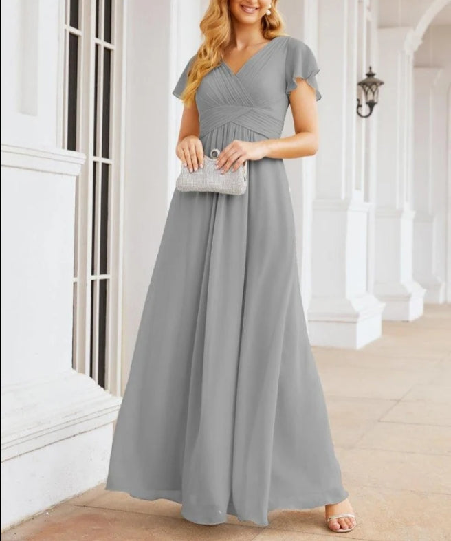 Formal Prom Gowns for Mother of The Bride Cap Sleeves Bridesmaid Dress