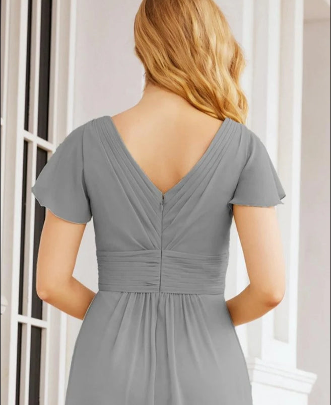 Formal Prom Gowns for Mother of The Bride Cap Sleeves Bridesmaid Dress