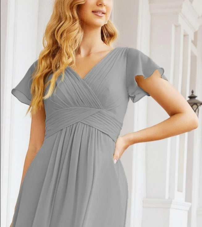 Formal Prom Gowns for Mother of The Bride Cap Sleeves Bridesmaid Dress