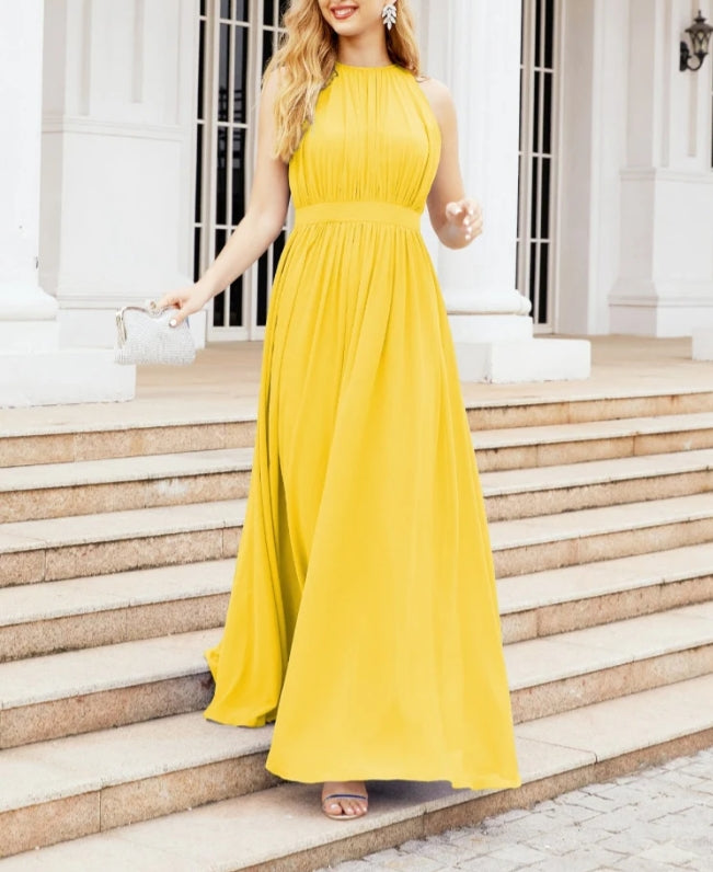 Numbersea Halter Bridesmaid Dress Empire Waist Formal Evening Prom Gown for Mother of The Bride