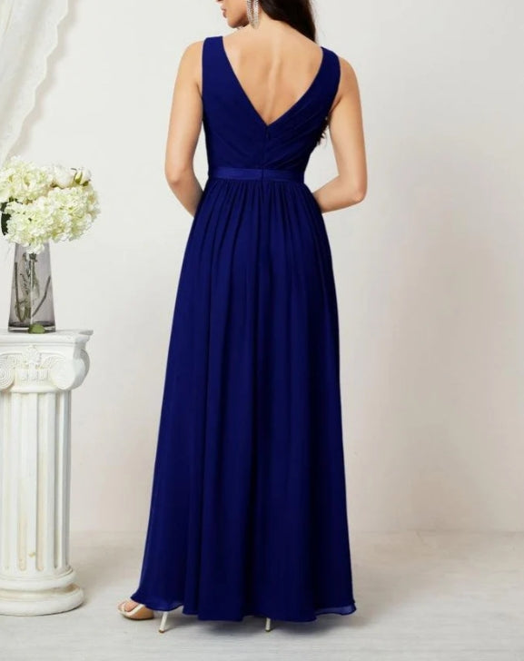 Women's Chiffon Long Bridesmaid Dresses A line Sleeveless Formal Prom Gown for Evening Party
