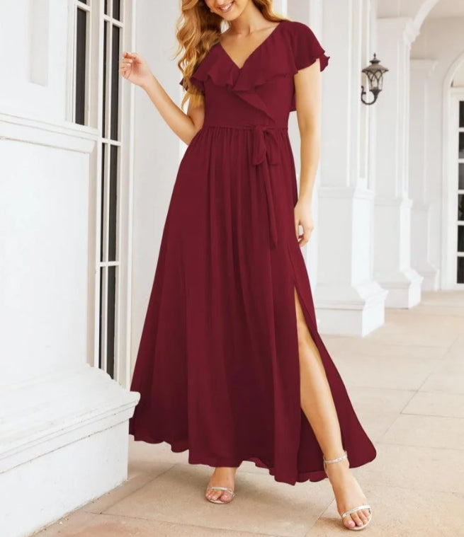 Bridesmaid Dresses with Flutter Sleeves Formal Evening Party Prom Gowns