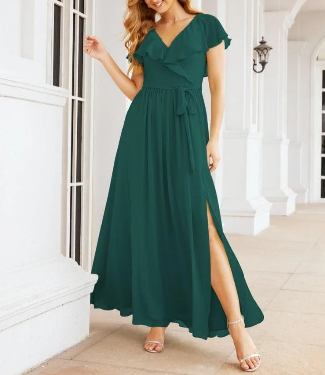 Bridesmaid Dresses with Flutter Sleeves Formal Evening Party Prom Gowns