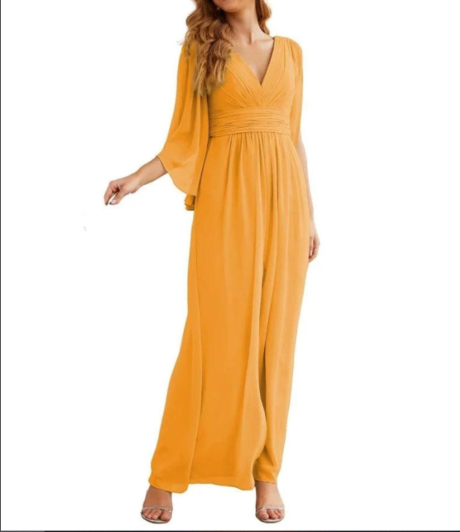 Chiffon Bridesmaid Dresses with Split for Women Wedding Long Party Prom Gown Flutter Sleeve