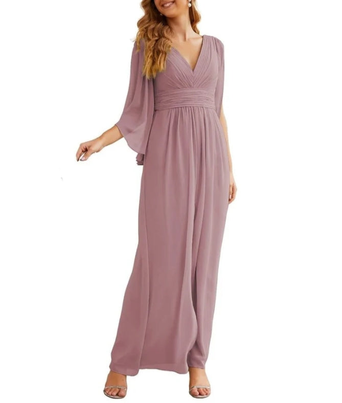 Chiffon Bridesmaid Dresses with Split for Women Wedding Long Party Prom Gown Flutter Sleeve