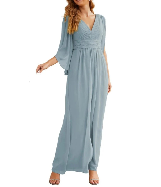 Chiffon Bridesmaid Dresses with Split for Women Wedding Long Party Prom Gown Flutter Sleeve