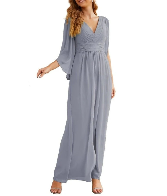 Chiffon Bridesmaid Dresses with Split for Women Wedding Long Party Prom Gown Flutter Sleeve