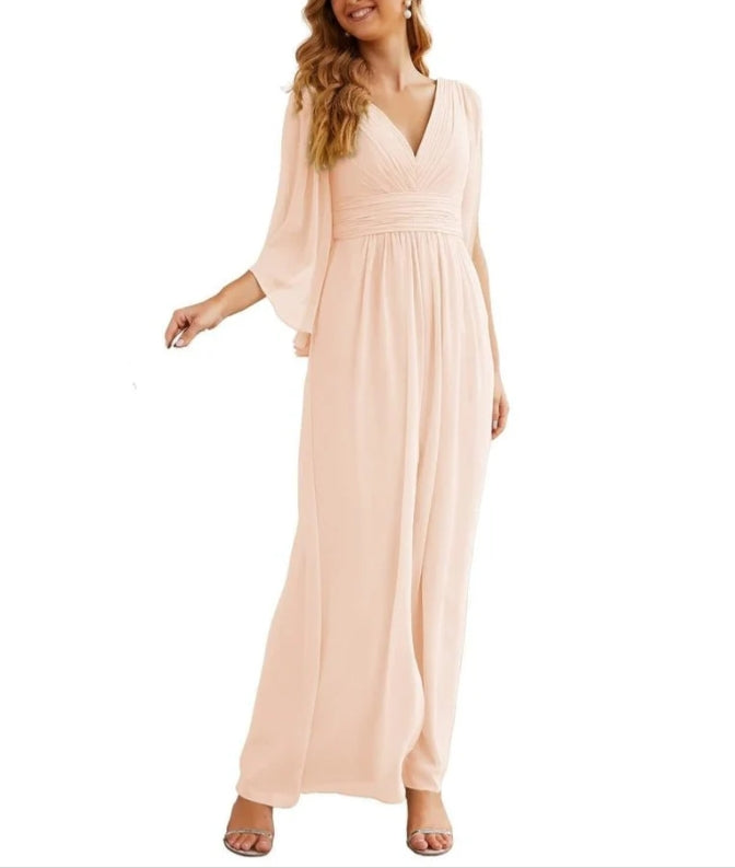 Chiffon Bridesmaid Dresses with Split for Women Wedding Long Party Prom Gown Flutter Sleeve