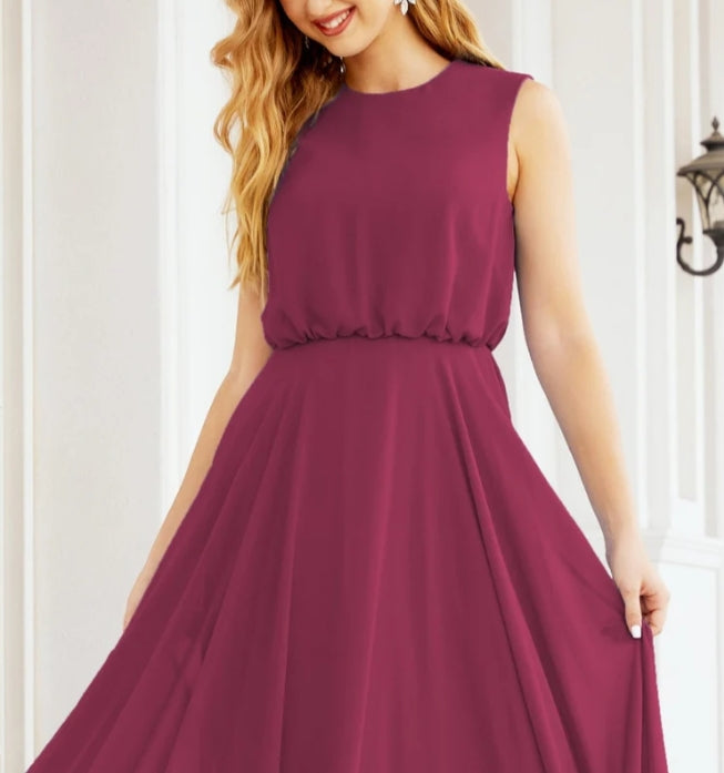 Numbersea Sleeveless Long Bridesmaid Dress A line Formal Evening Prom Gown