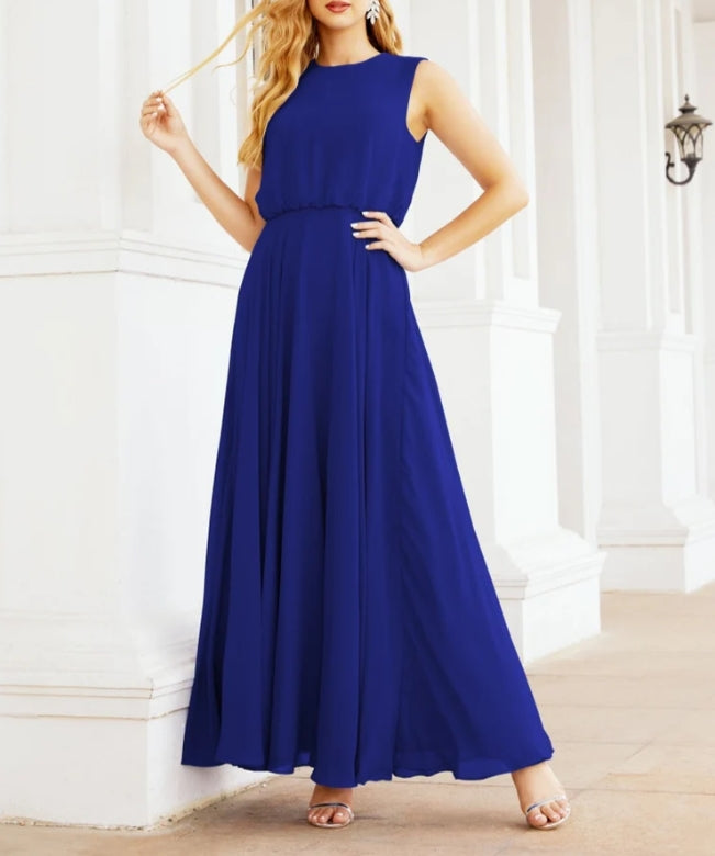 Numbersea Sleeveless Long Bridesmaid Dress A line Formal Evening Prom Gown