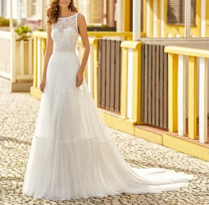 NumberSea Tulle Wedding Dresses Off the Shoulder Lace Appliques