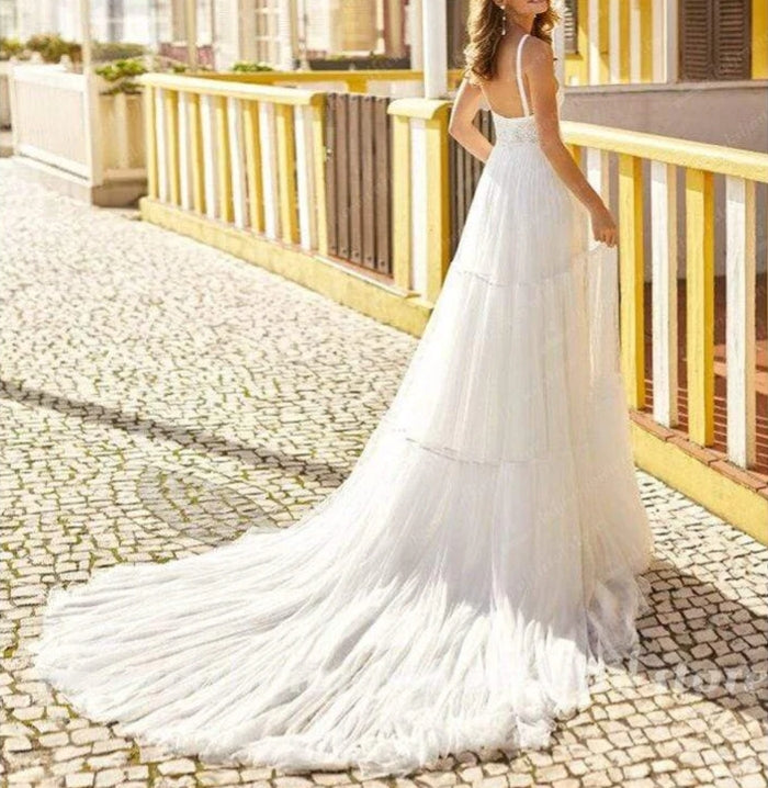 NumberSea Tulle Wedding Dresses Off the Shoulder Lace Appliques