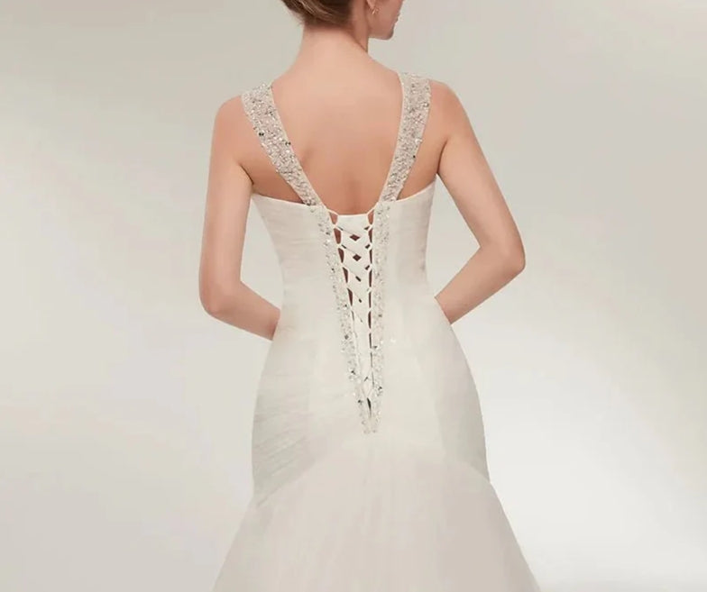 Bohemian Wedding Dress Long Sleeve V-Neck Floor Length Chiffon A-Line lace Back Bridal Gowns With Belt Charming For Women