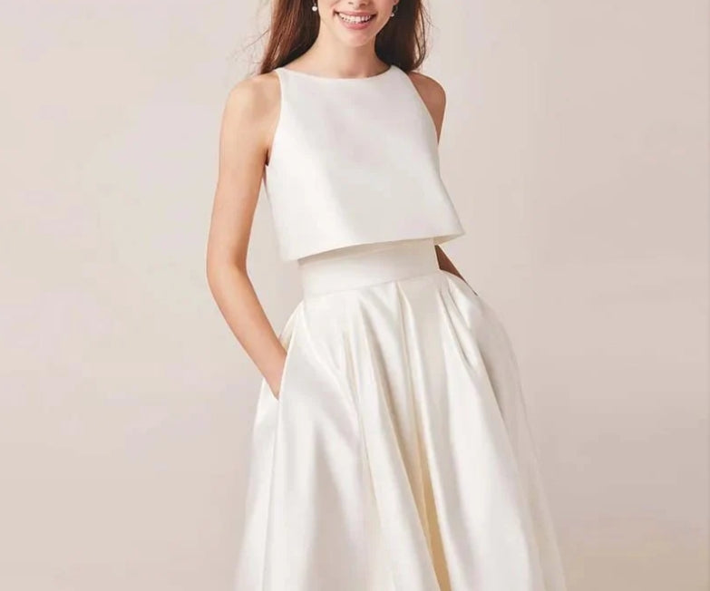 Ivory Stain High/Low Wedding Dresses with Jacket Floor-Lenth Bridal Gown Party Dresse