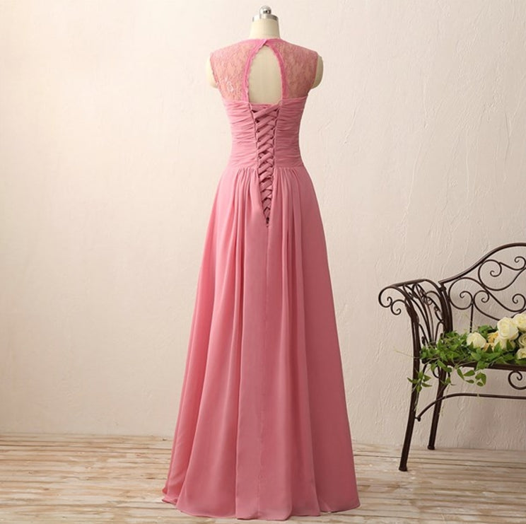 Sweetheart Neckline Ruched Bodice A-Line Chiffon Gown With Lace Strap